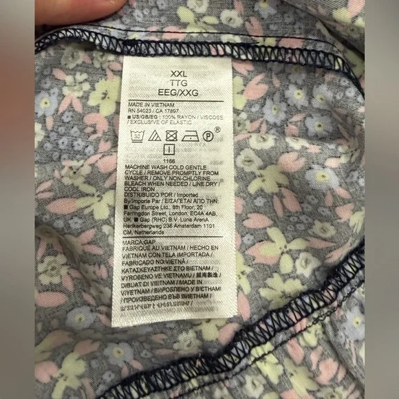Gap Women’s Floral Midi Dress, Size XXL, Blue Multicolor, Smocked Top, NEW - Picture 7 of 8